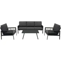 MonsterShop Aluminium 4-Delige Loungeset - Antraciet Grijs