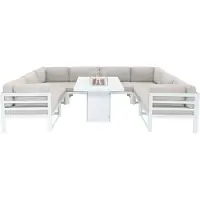 MonsterShop Modulaire Tuinmeubelset met Vuurschaal - Wit