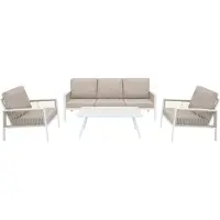 MonsterShop Aluminium 4-Delige Loungeset - Wit
