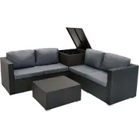 Monster Rotan Modulaire Tuinmeubelen 6 Stuk Zwart Loungeset Kussens Tabel Opbergbox