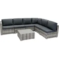 Monster Rieten modulaire meubelsset, 7-delig – Grijs