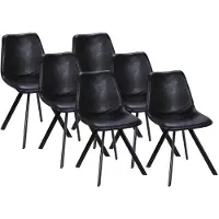 Vente-unique Set van 6 stoelen LUBINE - Kunstleer - Zwart