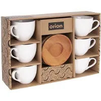 Orion WHITELINE Serie - Porseleinen Kop en Schotel - 100 ml - Wit - 6 stuks