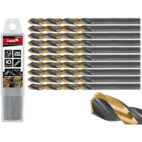 Tvardy Metaalboor - HSS 5mm - TiN Coating - Zwart & Goud - Slijphoek 135° - 10 stuks