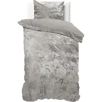 Dreamhouse Velvet dekbedovertrek crushed - Grijs/Taupe - 1-persoons (140x220 + 60x70cm)