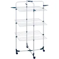Dirt Devil Dirt Devil Droogrek ‑ 30 kg Draagvermogen ‑ 3 Niveaus met 6 Plateaus ‑ 30 meter Lijnlengte ‑ 4 Haken voor Kledinghangers ‑ Wieltjes