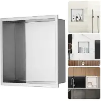 OEM Inbouw Douche Niche 33 x 33 cm in Roestvrij Staal 304--Muurplank-Waterdichte en Roestbestendige Opbergruimte