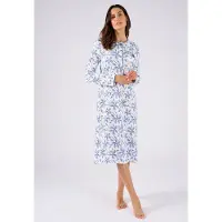 Damart - Ribgebreid nachthemd, licht geborstelde binnenkant - Dames - Blauw - 38-40 (S)