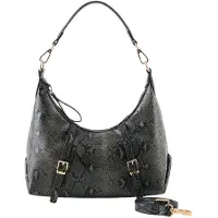 Seidenfelt Manufaktur schoudertas Lilleby Hobo Bag Reptile Dark Green donkergroen