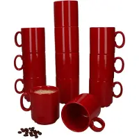 MamboCat Set van 12 EVENT stapelbare koffiemokken rood porselein 250 ml
