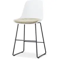 Nolon Nino-Liv barkruk wit met nougatbruin Zitkussen - zwart onderstel - 75 cm