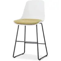 Nolon Nino-Liv barkruk wit met warm oker Zitkussen - zwart onderstel - 65 cm