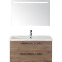 BES LED Seville Badmeubelset 100 cm - Tabacco - Wastafel Djazz 1 Kraangat met Sence Spiegel