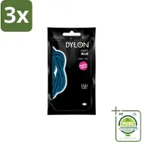 Dylon 3 x – Textielverf Handwas – Navy Blue – 50 g - Grootverpakking - Navy Blue - Marineblauw - Textielverf - Handwas - Kleurstof