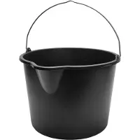 Garronda 3x 20L Robuuste met Uitloop - Bouwemmer van Slijtvast - PE met Metalen Handvat – Zwart - GD-GRE-BB