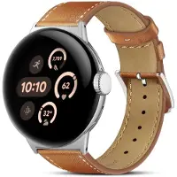 Strap-it Modern leren bandje geschikt voor Google Pixel Watch 5 (45 mm) / 4 (45 mm) / 3 (45 mm) - Bruin