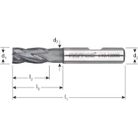 Rotec HSS-E vingerfrees, kort, AlCrN-coating, ø25