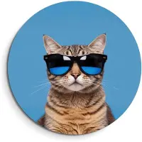 KitchenArt - Cool Cat Vibes – Muurcirkel Binnen - ø 40 cm - Wandcirkel - Mét Ophangsysteem - Wanddecoratie - Muurdecoratie