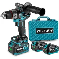 Yofidra Elektrische klopboormachine - 140Nm Accuboormachine - Akku Schlagbohrmaschine - Accu Klopboor - met 2 accu's - 20+3 Koppelniveaus - 13 mm Boorkopmaat