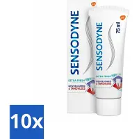 Sensodyne 10 x - Tandpasta - Gevoeligheid & Tandvlees - Extra Fresh - 75 ml - Gevoelige Tanden - Gezond Tandvlees - Tandpasta - Tandplak - Frisse Adem