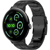 Strap-it Titanium 'Iron' bandje geschikt voor Google Pixel Watch 5 (45 mm) / 4 (45 mm) / 3 (45 mm) - Zwart