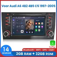 AWESAFE Autoradio - Geschikt Voor Audi A6 4B2 4B5 C5 1997 t/m 2005 - 2GB+32GB - Draadloos Carplay Android Auto - GPS RDS Bluetooth - Navigatie - 1997 1998 1999 2000 2001 2002 2003 2004 2005