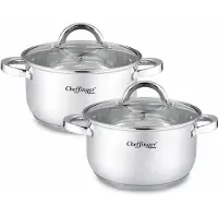 Cheffinger Kookpannen met Deksel - Set van 2 - RVS - Inductie - 24cm & 28cm