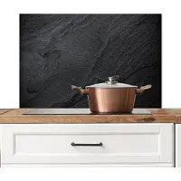 KitchenYeah Spatscherm keuken 90x60 cm - Kookplaat achterwand Beton - Zwart - Industrieel - Muurbeschermer - Spatwand fornuis - Hoogwaardig aluminium