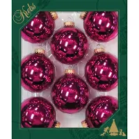 Krebs Kerstballen - 16x st - Cabernet roze - 7 cm - glas - glans - kerstversiering - kerstboomversiering