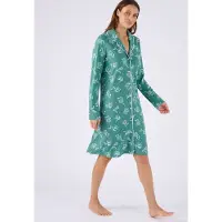 Damart - Thermolactyl nachthemd met knoopsluiting - Dames - Groen - 46-48 (L)