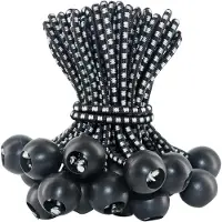 LONGZIMING -Elastische Koorden met Bal – 30 Stuks Tentelastieken 4 mm – Sterk & Duurzaam Rubber