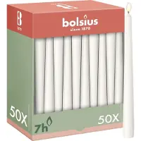 Bolsius - Gladde Dinerkaarsen - 50 stuks - Wit - 24,5 cm - Voordeelverpakking