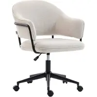 HOMCOM -bureaustoel - linnen (100% polyester) - 63x65x92cm - wit