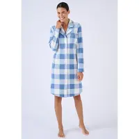 Damart - Lang nachthemd fleece Thermolactyl - Dames - Blauw - 38-40 (S)