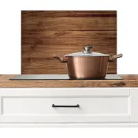 KitchenYeah Spatscherm keuken 60x40 cm - Kookplaat achterwand Houtlook - Bruin - Muurbeschermer - Spatwand fornuis - Hoogwaardig aluminium
