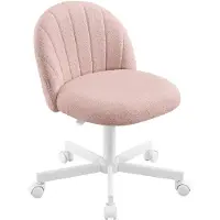 Songmics Homeoffice Stuhl mit Fleecebezug und weicher Polsterung, Pastellrosa