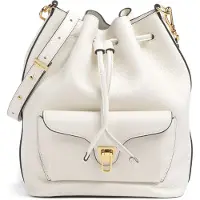 Coccinelle Leren schoudertas Beat Generatio Bucket Bag Pearl crème