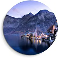 KitchenArt - Twilight Reflections – Muurcirkel Binnen - ø 60 cm - Wandcirkel - Mét Ophangsysteem - Wanddecoratie - Muurdecoratie