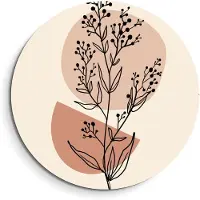 KitchenArt - Blush Botanical Line - Muurcirkel Binnen - ø 80 cm - Wandcirkel - Mét Ophangsysteem - Wanddecoratie - Muurdecoratie