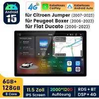 Hexinex 11.5" Octa-Core autoradio Geschikt voor Fiat Ducato Citroen Jumper Peugeot Boxer - Draadloos CarPlay, Android Auto, multimediaspeler, 6GB+128GB