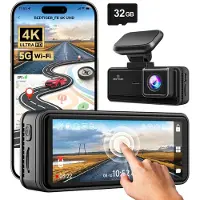 Redtiger F8 dashcam - Front 4K Resolution - 5GHz wifi - GPS - -Night Vision -Parkeermodus - G-sensor - 3,18 inch touchscreen - Dashcam voor in de auto