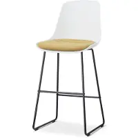 Nolon Nino-Liv barkruk wit met warm oker Zitkussen - zwart onderstel - 75 cm