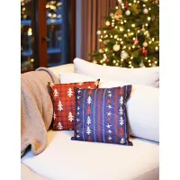 Gek op kussens! Sierkussen tartan christmas tree | 45 x 45 cm | katoen/linnen