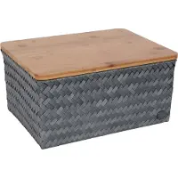 Handed By Opbergmand met bamboe deksel - Mand - Speelgoedmand - Woonkamer - Kinderkamer - Luiertafel - Babykamer - -Top Fit large- donkergrijs - dark grey