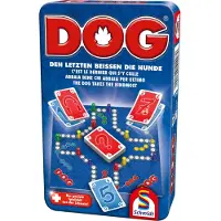 Schmidt - Bordspel - Reisspel DOG - Bring-Mich-Mit-spel in metalen box - Klassiek strategiespel - 2-4 spelers
