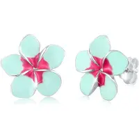 Elli Oorbellen 'Frangipani Blüte' azuur / pink / zilver
