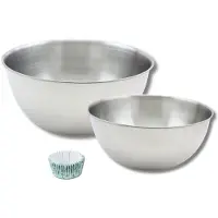 Zenker Set bestaande uit 50 vintage papieren muffinvormpjes, 1 spatel en 2 roestvrijstalen mengkommen van Fackelmann