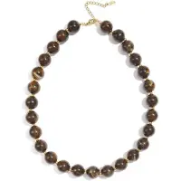 Yehwang Honey Bead Ketting | RVS & Acryl | Kralen Ketting | Bruin | Beste Cadeau voor haar