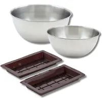 Zenker Set bestaande uit 2 chocoladevormen, 1 spatel , 2 mengkommen van roestvrij staal Fackelmann