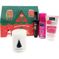 Vogue Kerst Cadeauset – 4-delig – Deo + Kneipp Handcrème + Maybelline Mascara + Kerstkaars – Cadeau voor haar